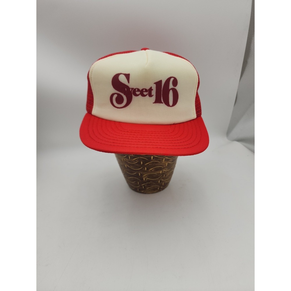 Vintage Sweet 16 Trucker Hat Snapback Red White Dadcore